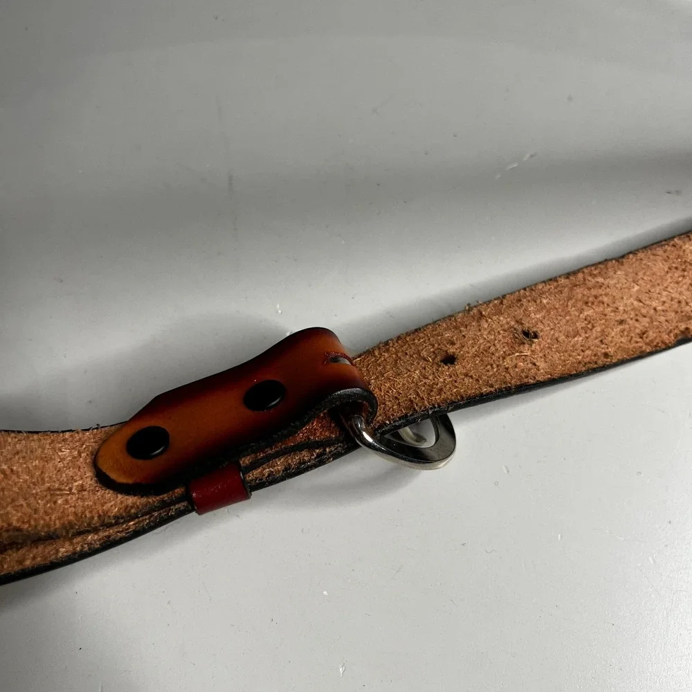 Vintage Handcrafted USA Leather Western Belt Brown Floral Tooled Pam Size 36